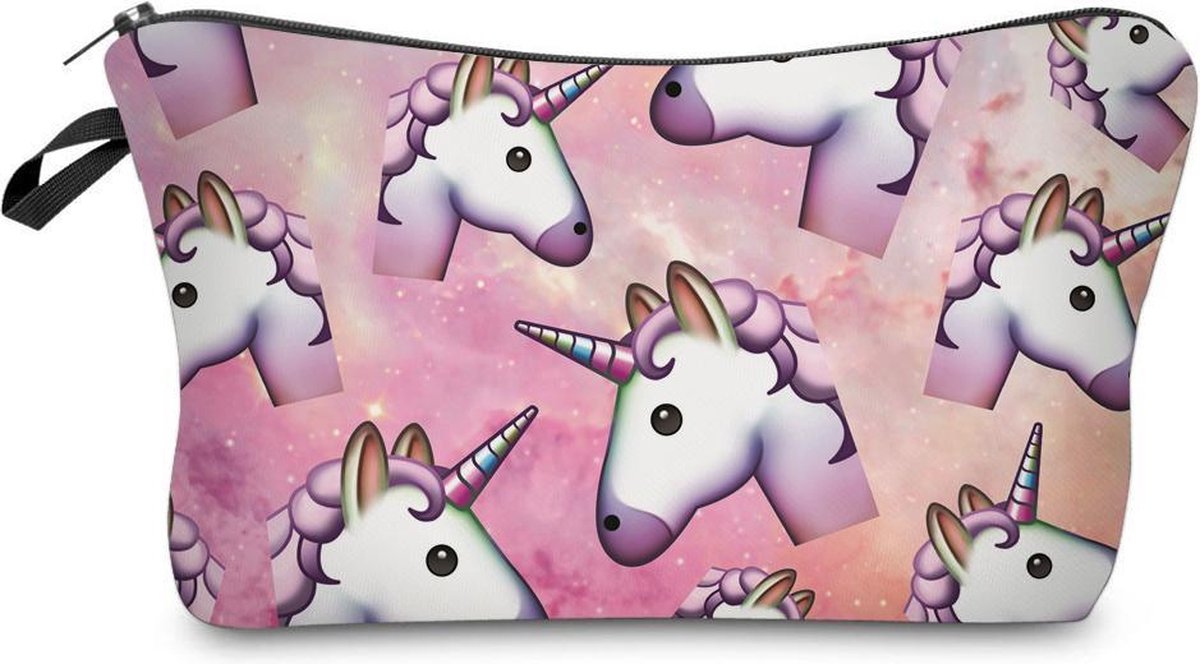 Galaxy Unicorns Emoji Etui - Ideaal als Schooletui, Toilettasje of Make-uptasje