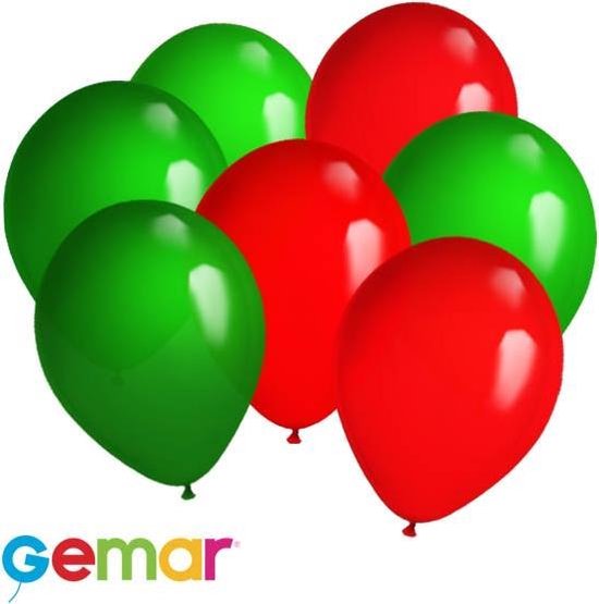 30 ballonnen Rood en Groen (Ook geschikt voor Helium)