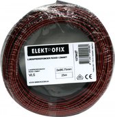 25 meter Elektrofix luidsprekersnoer rood/zwart, 2 x 0.75mm