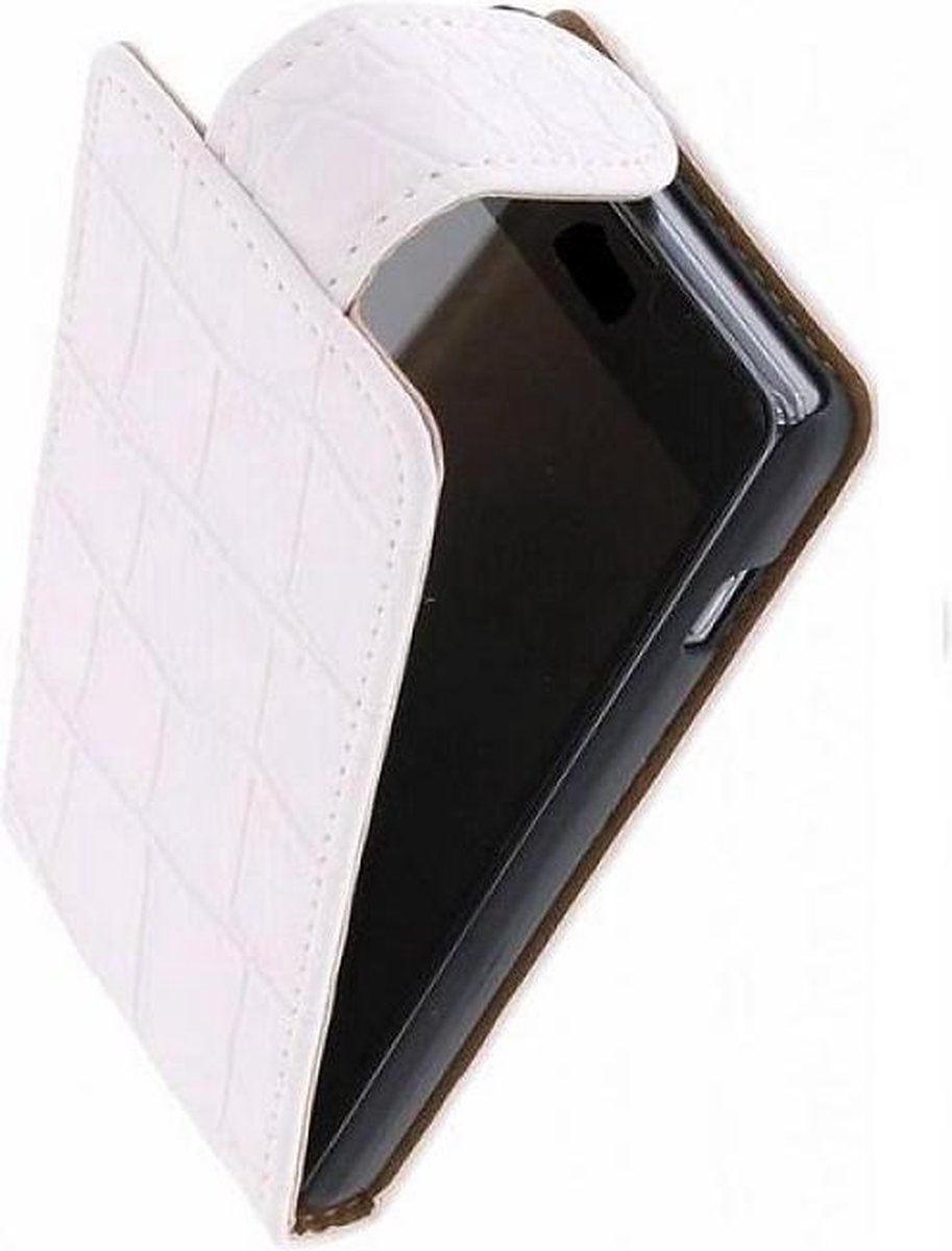 Krokodil Classic Flip Hoesje - Geschikt voor Samsung Galaxy S5 Wit