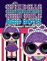 Cute Dolls Coloring Book with Chibi Girls and Boys Midnight Edition