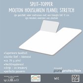 Homee Molton splittopper hoeslaken flanel stretch wit 160x200/220 +12 cm hygiëne matrasbeschermer