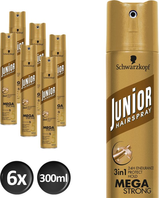bol.com | Schwarzkopf Junior Mega Strong Haarspray 300 ml - 6 stuks -  Voordeelverpakking