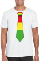 Wit t-shirt met Limburgse vlag stropdas voor heren M