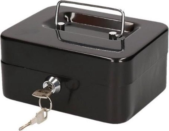 Caisse avec serrure - Boîte avec poignée - 20 x 15 x 7 cm - Noir - Avec  tiroir - Métal... | bol.com