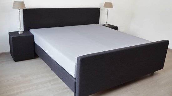 Snoozing - Katoen-Satin - Hoeslaken - Lits jumeaux - - Extra haute 160x220 cm - Grijs