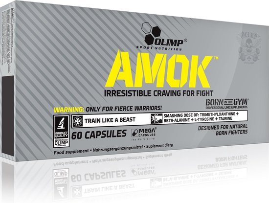 Olimp Supplements Amok - Pre Workout - 150 mg Cafeïne - 60 Capsules (30 Trainingen)