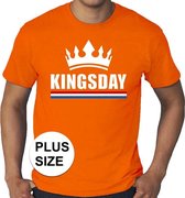 Oranje Kingsday / Koningsdag met kroon grote maten shirt heren - Oranje kleding XXXL