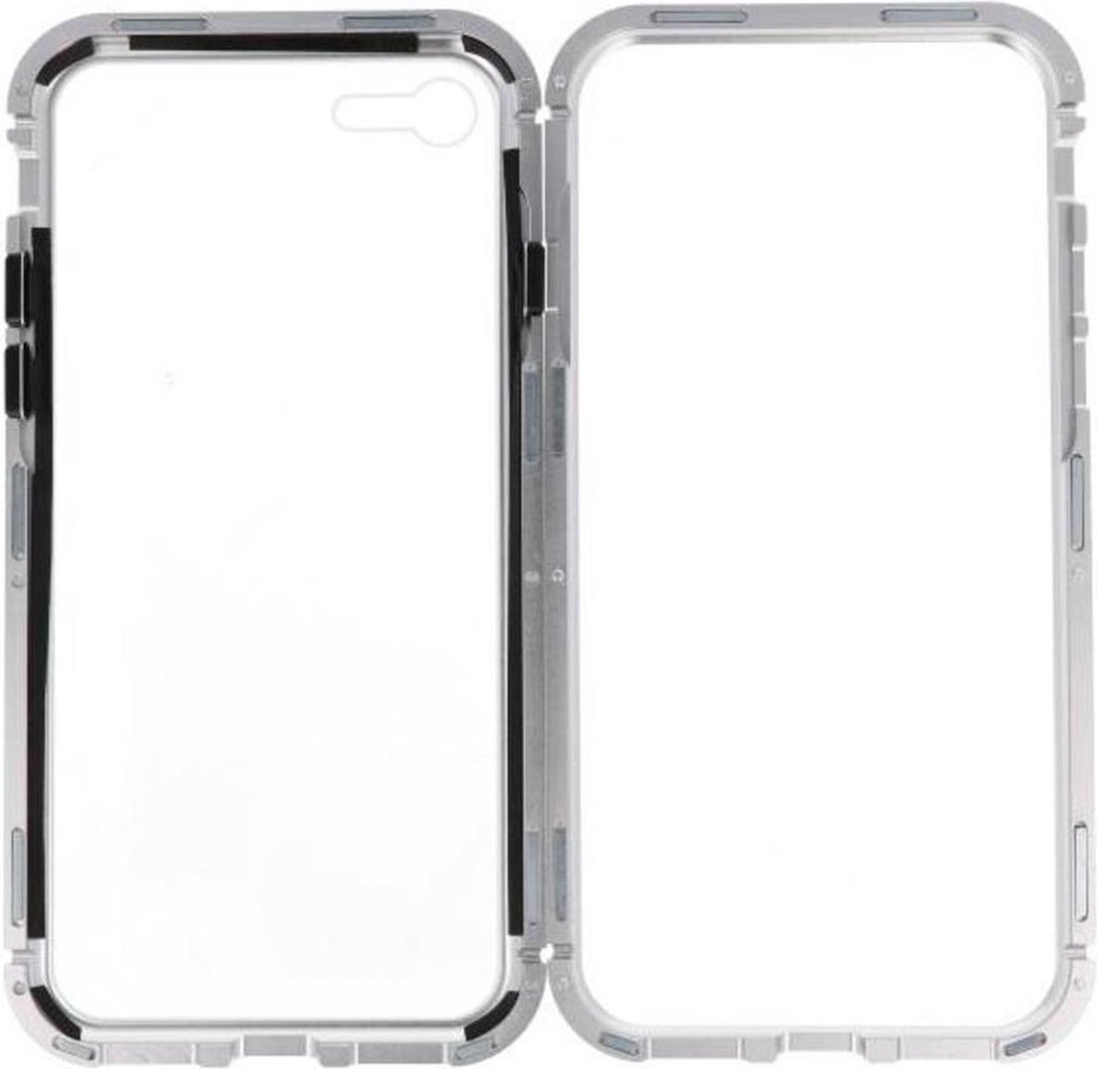Zilver Transparant Magnetisch Back Cover Hoesje voor Apple iPhone 7 / 8