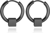 Boucles d'oreilles en acier Flexible Square Black-16mm