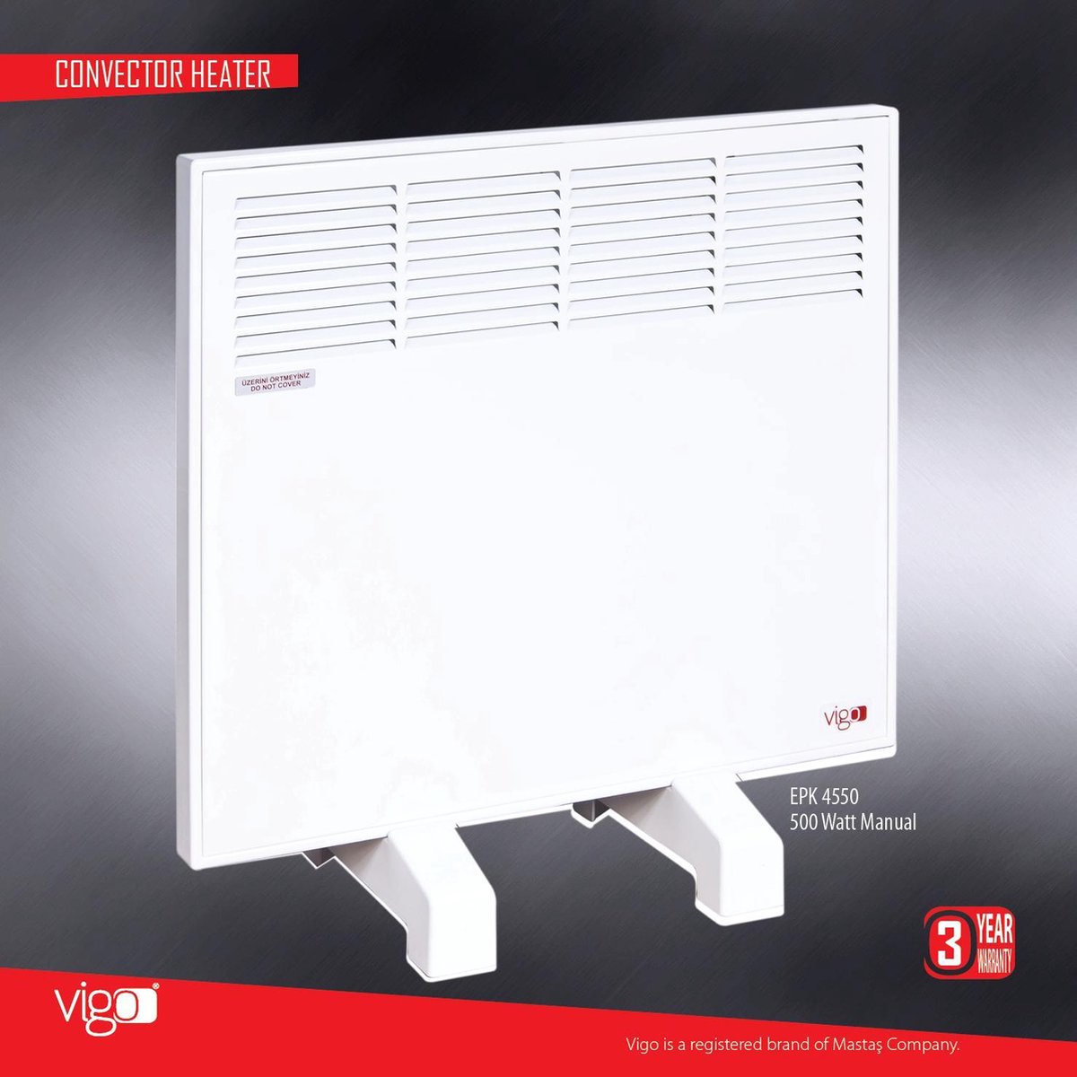 Ivigo Elektrische verwarming 500 watt wit manueel 50 x 45 x 8 Manueel bediening wand en staande montage mogelijk