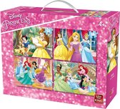 King - Disney 4-in-1 Puzzel Prinsessen - Vier Kinderpuzzels in een Koffertje