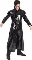 Zwarte gothic lak verkleed jas voor heren 52-54 (L/XL)