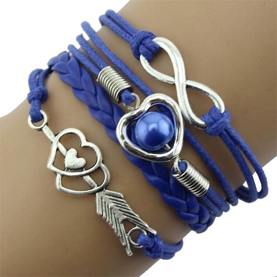 Fako Bijoux® - Bracelet Multi - Coeur Infini Cupidon - Blauw