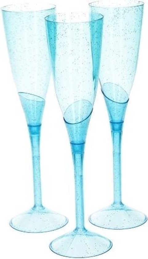 viering Heer Intensief Plastic Champagneglazen - 3 stuks - Blauw | bol.com