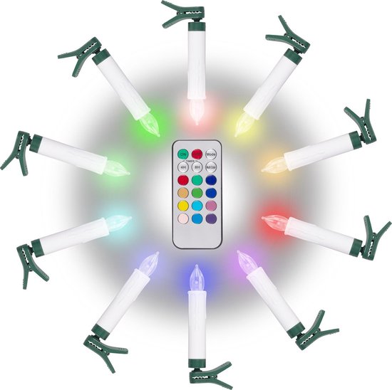 Draadloze LED kleuren kerstverlichting - 10 stuks - afstandsbediening |  bol.com