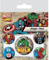 Les boutons Hulk - Pack de badges Marvel