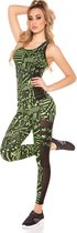 Sport fitness tanktop en legging met mesh geel maat S