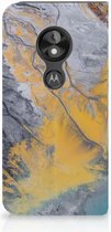 Motorola Moto E5 Play Standcase Hoesje Design Marble Blue Gold