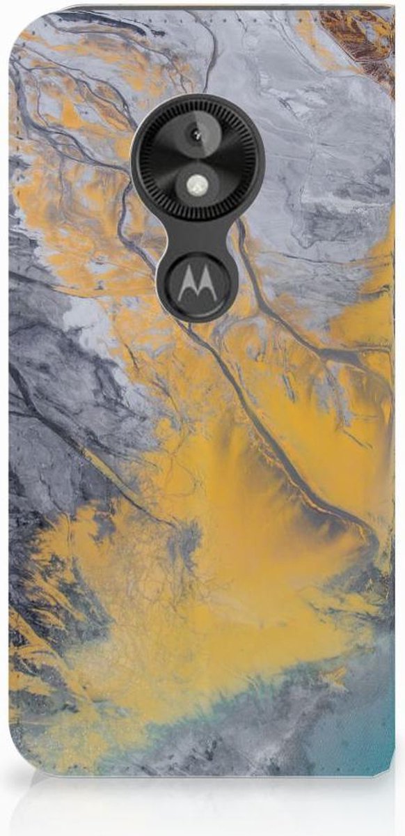 Motorola Moto E5 Play Standcase Marble Blue Gold
