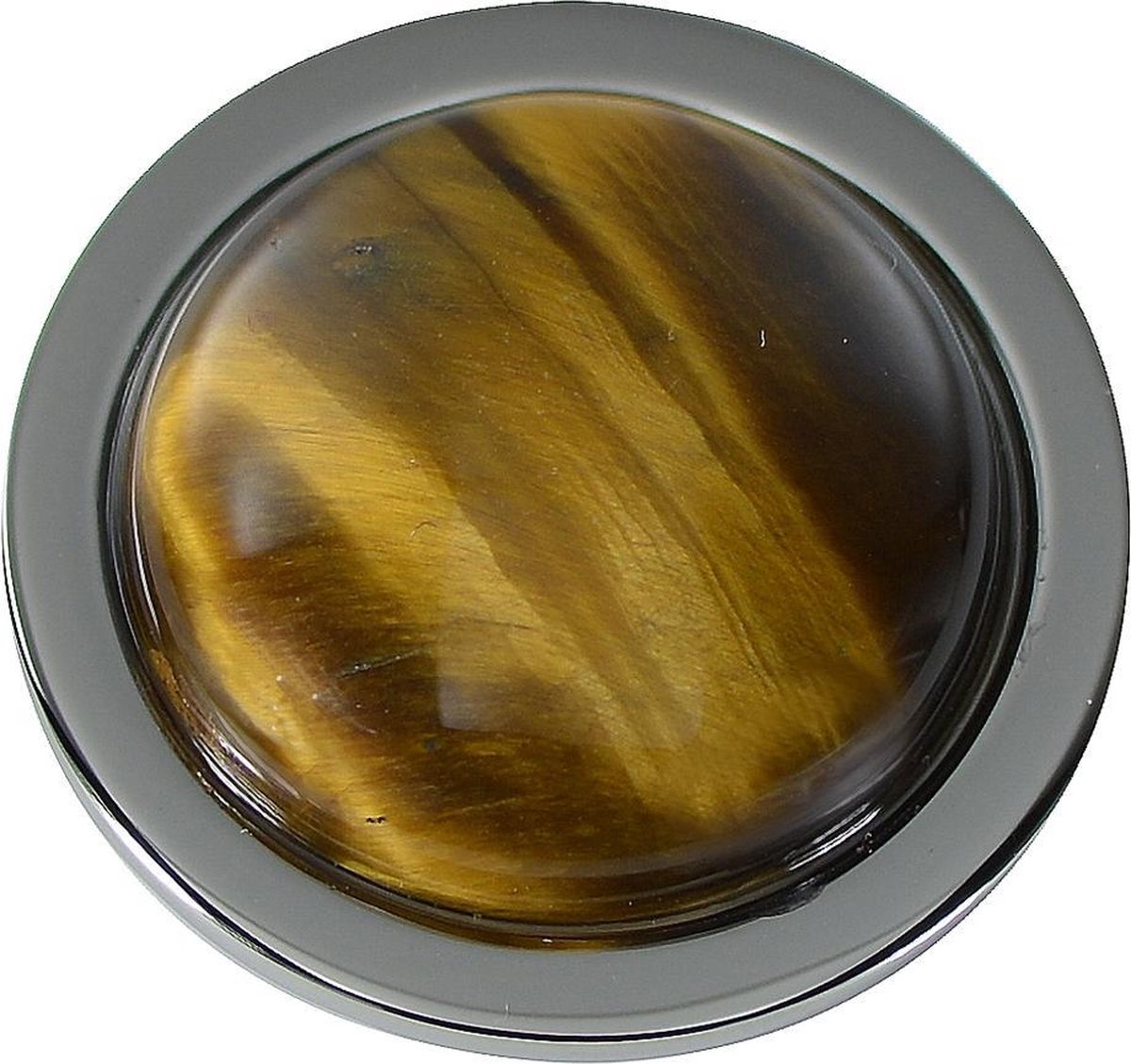 Quiges - Munthouder Munt 25mm Tijgeroog Bruin Zilverkleurig - EPRS051