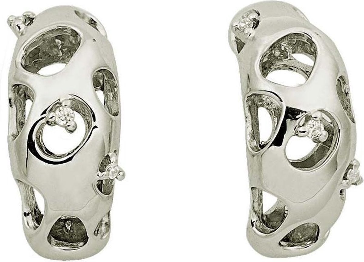 Orphelia ZO-5845 - Oorbel Holes - Zilver 925 - Zirkonia - 1.7 cm