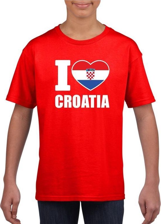 Rood I love Kroatie fan shirt kinderen 158/164