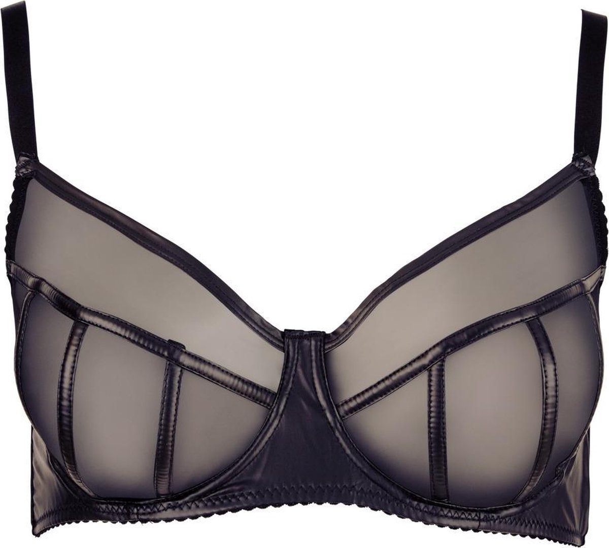 Cottelli Plus Size - Jarretel Nacht Jurk Met Open String Voor Een Sexy Avontuur Zwart