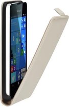 Wit lederen flip case Microsoft Lumia 550 case Telefoonhoesje