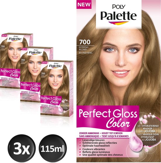 doel grens Vruchtbaar Poly Palette Perfect Gloss 700 Honing Blond Haarverf - 3 stuks -  Voordeelverpakking | bol.com