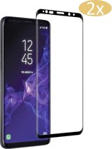 2x Screenprotector Gehard Tempered Glas voor Samsung Galaxy S9 Plus - Volledig Dekkend Full Coverage Screen Protector Zwart - van iCall
