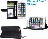 iPhone 6 Plus / 6S Plus Wallet Style lederen case hoesje Zwart