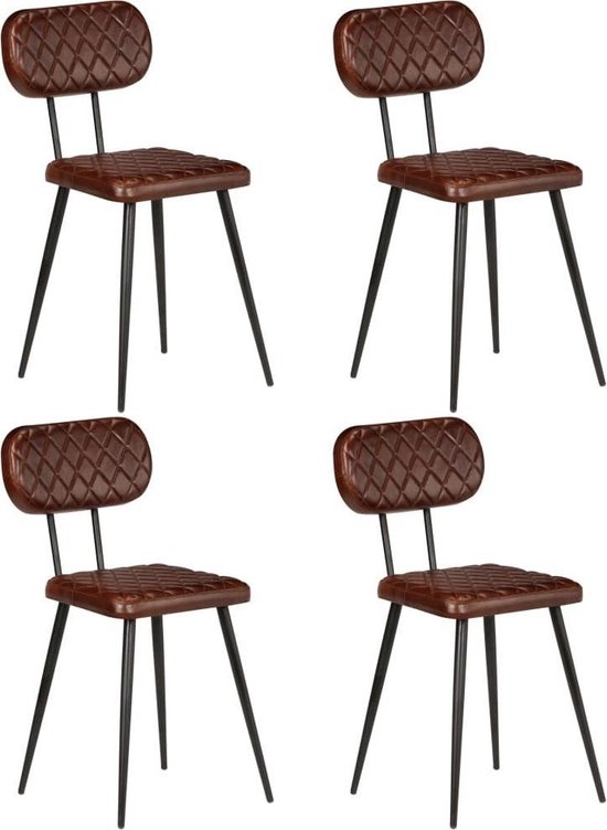 Pedagogie Springplank George Hanbury Eettafel stoelen Bruin Echt Leer 4 STUKS / Eetkamer stoelen / Extra stoelen  voor... | bol.com