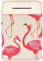 Sara Miller London - Spaarpot Flamingo - 7,7 x 7,7 x 9,2 cm - Blik