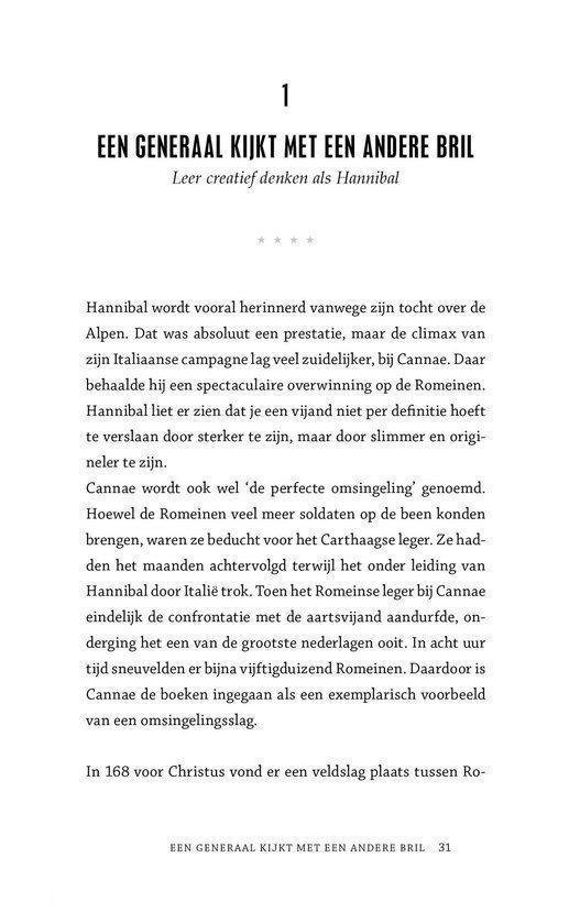Hoofdstuk 1: Een generaal kijkt met een andere bril, over creatief denken als Hannibal.