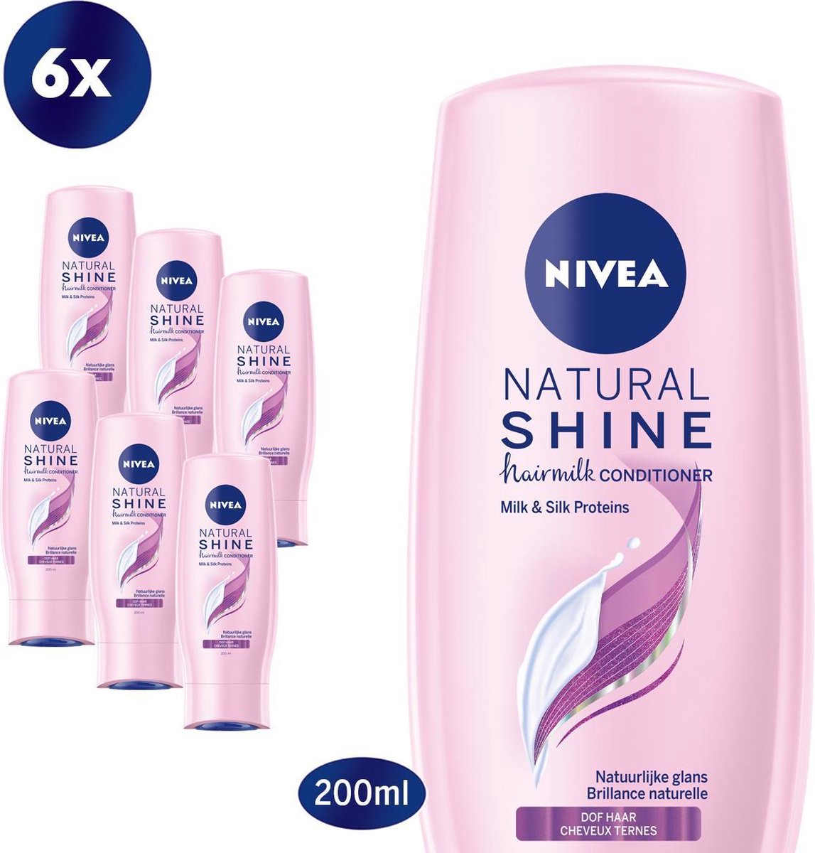 NIVEA Hairmilk Natural Shine 6 x 200 ml - Voordeelverpakking - Conditioner