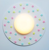 Funnylight kinderlamp XL LED sterrenwereld wit - plafonniere met multicolour glow in the dark sterren