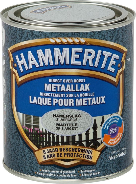 Hammerite Metaallak - Hamerslag - Zilvergrijs - 0.75L