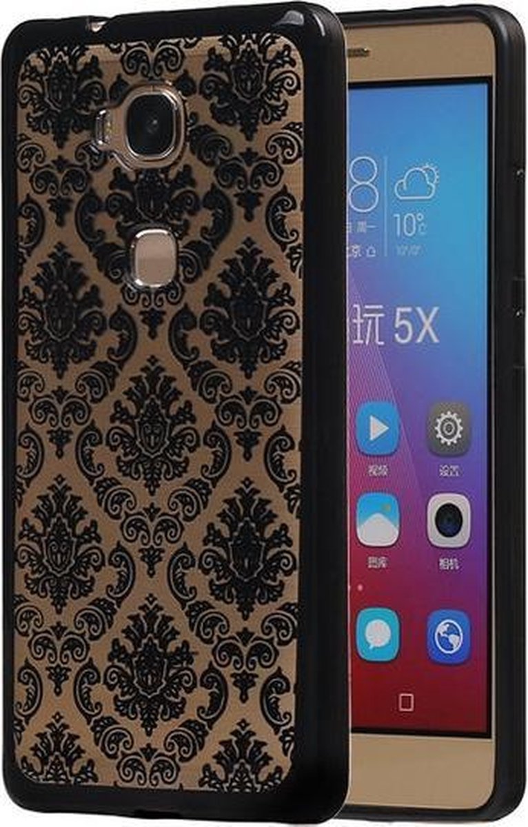 Zwart Brocant TPU back case cover hoesje voor Huawei Honor 5X