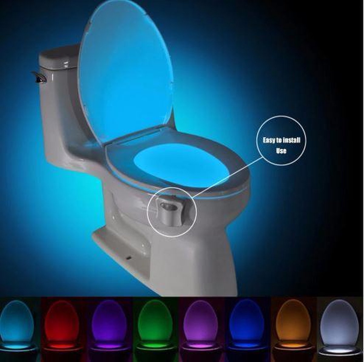 Voorschrijven Souvenir Steil Toiletpotverlichting | Automatisch Led licht voor de WC in 8 veranderende  kleuren | bol.com