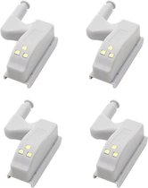 4 stuks Automatische LED Kast Verlichting | LED Scharnier Verlichting met Druksensor | Kastverlichting LED Warm Wit | Inclusief batterijen