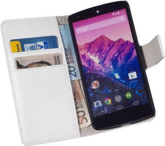 interval bedrag syndroom HC Bookcase Flip Wallet Telefoonhoesje - LG Google Nexus 5 Wit | bol.com