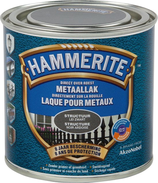 Hammerite Metaallak - Structuur - Lei Zwart - 0.25L