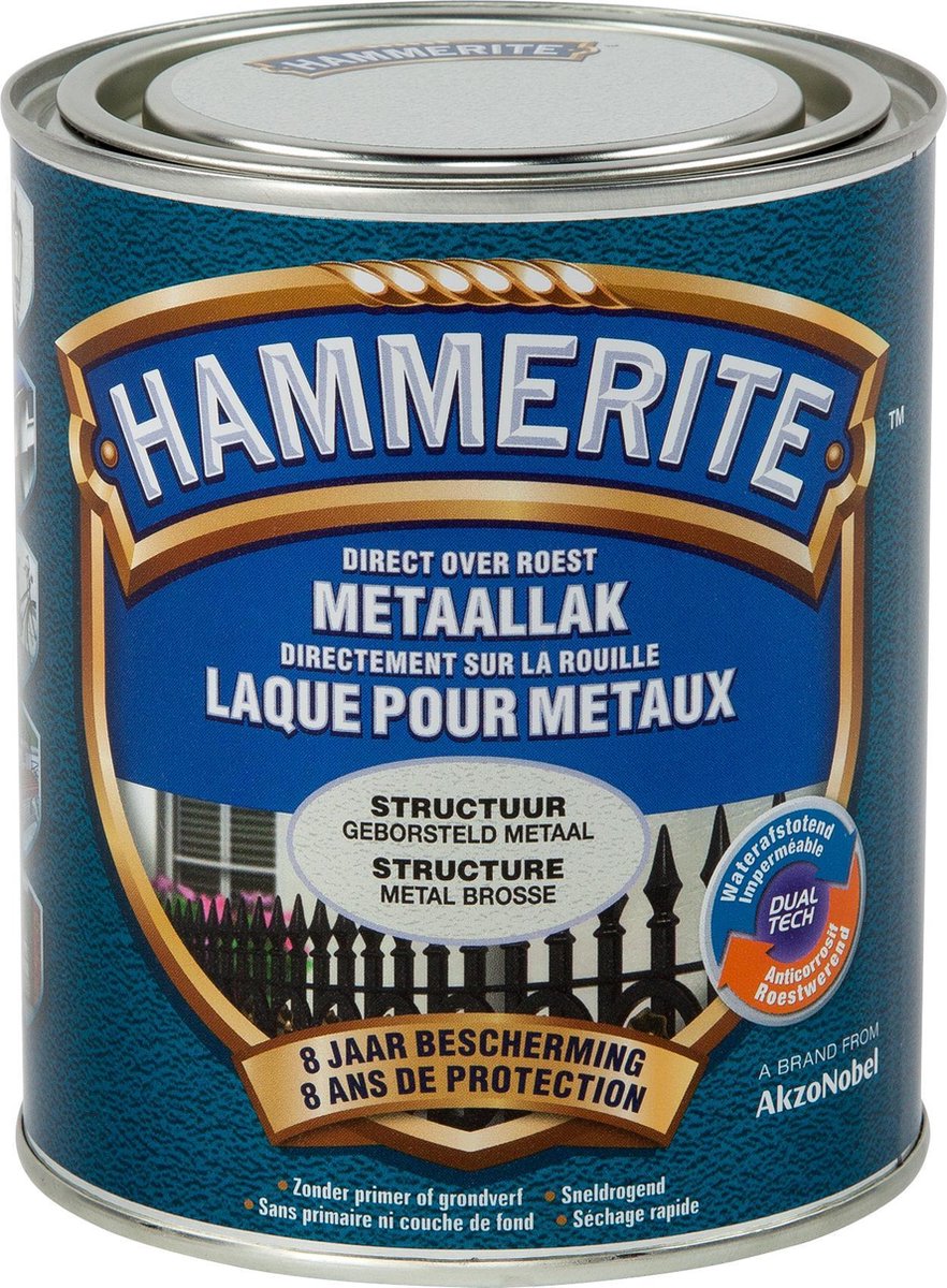 Hammerite Metaallak Structuur - Geborsteld Metaal - 750ML - Geborsteld Metaal