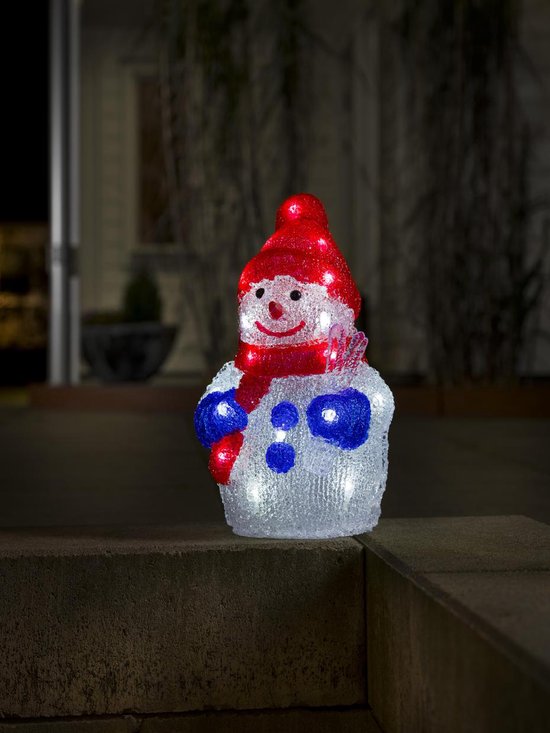 Konstsmide 6140 - Verlicht kerstfiguur - 24 lamps LED acryl sneeuwpop -  18.5x31cm - 6u... | bol.com