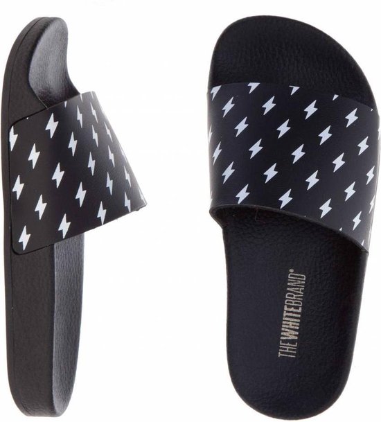 Ademen Assimileren behandeling The White Brand slippers mini rayos - maat 32 - kinderen - unisex - zwart |  bol.com
