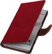 Roze Echt Leer Booktype Sony Experia Z5 Wallet Cover Hoesje
