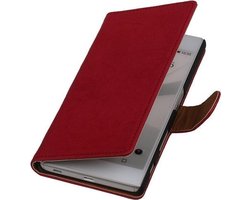 Roze Echt Leer Booktype Sony Experia Z5 Wallet Cover Hoesje