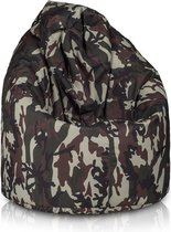 Bomba - Relax zitzak - camouflage groen - Model Relax - Luxe Peervormige zitzak - Uniek - makkelijk te reinigen - Voor binnen en buiten - Polyester Zitzak - Camouflage - Army - Rond 70 x 110 