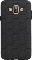 Zwart Hexagon Hard Case - achterkant hoesje voor Samsung Galaxy J7 Duo J720F